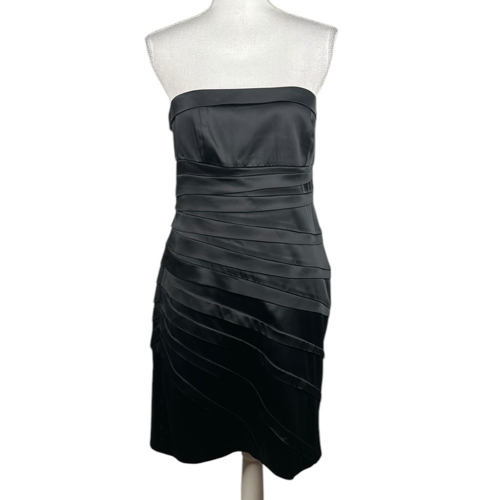 Calvin Klein Black Layered Ruffle Special Occasion Sleeveless Dress Size 10P‎